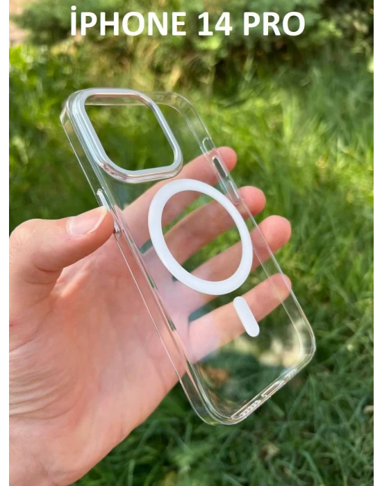 İphone 14 Pro Hybrid Magsafe Animasyonlu Sararmaz Kılıf