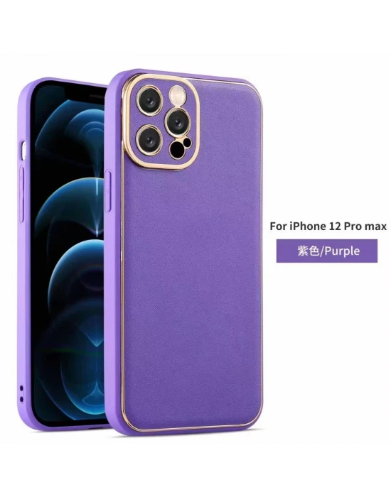 İphone 14 Pro Max Dik Kenarlı Deri Görünümlü Atlas Telefon Kılıfı