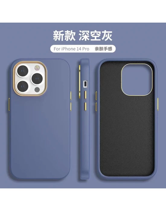 İphone 14 Pro Max Dik Kenarlı Deri Görünümlü Atlas Telefon Kılıfı