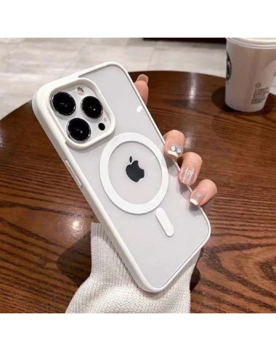 İphone 14 Pro Max Magsafe Uyumlu Mat Çerçeveli Telefon Kılıfı