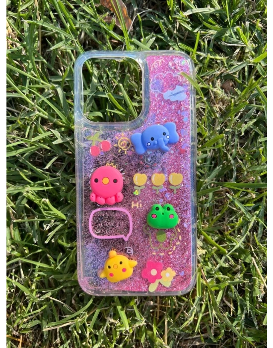 İphone 14 Pro Max Uyumlu Sulu Simli Karakterli Telefon Kılıfı