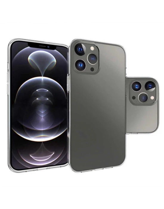 İphone 14 Şeffaf Korumalı Tıpalı Silikon Kapak-Kılıf