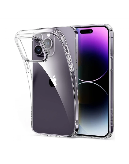 İphone 14 Şeffaf Korumalı Tıpalı Silikon Kapak-Kılıf