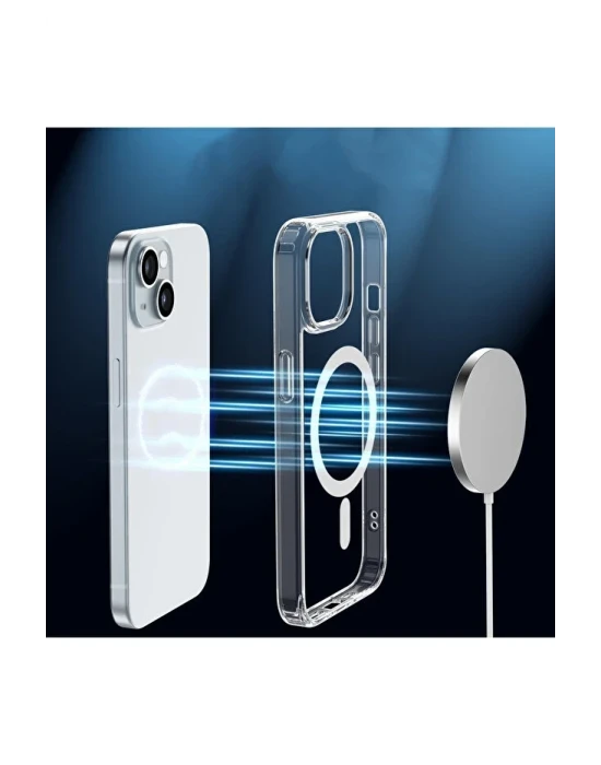 İphone 15 Magsafe Sert Şeffaf Telefon Kılıfı