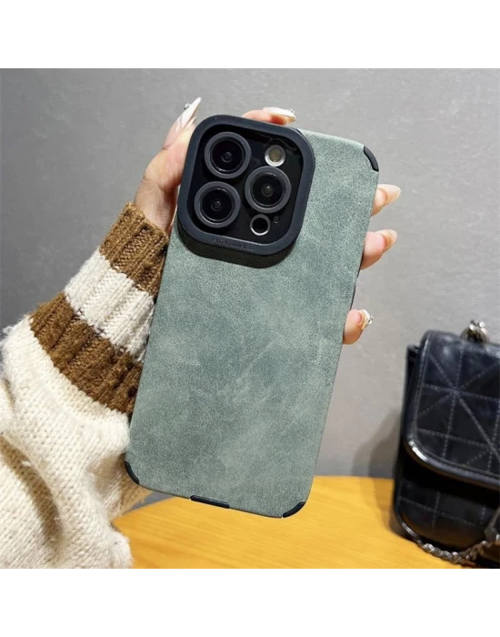 İphone 15 Plus İle Uyumlu Premium Suni Suet Kamera Korumalı Kılıf