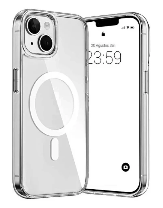 İphone 15 Plus Magsafe Sert Şeffaf Telefon Kılıfı