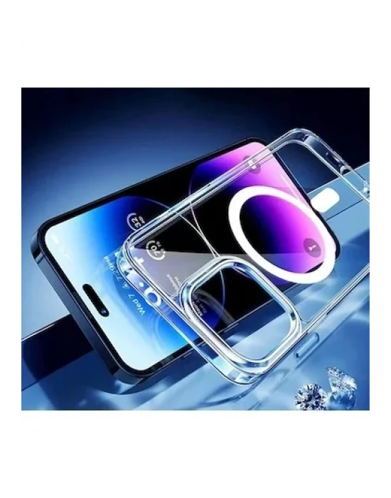 İphone 15 Plus Magsafe Sert Şeffaf Telefon Kılıfı