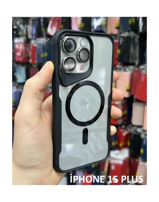İphone 15 Plus T-Max MagSafe Uyumlu Siyah Silikon Kılıf