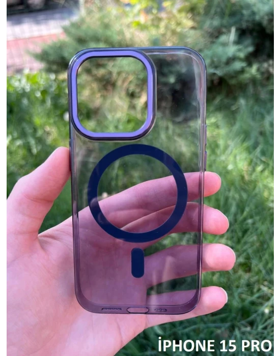 İphone 15 Pro Hybrid Magsafe Animasyonlu Sararmaz Kılıf