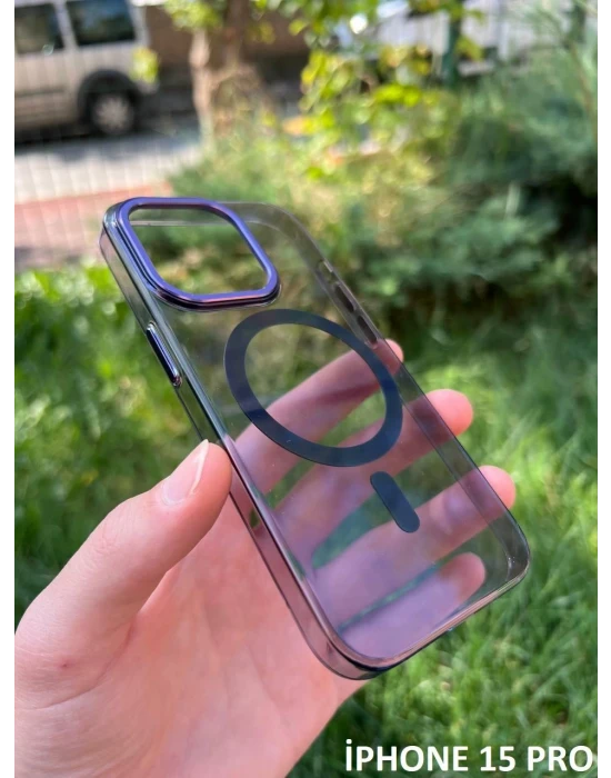 İphone 15 Pro Hybrid Magsafe Animasyonlu Sararmaz Kılıf