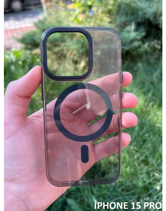İphone 15 Pro Hybrid Magsafe Animasyonlu Sararmaz Kılıf