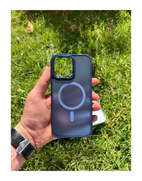 İphone 15 Pro MagSafe Uyumlu Mat Krom Telefon Kılıfı