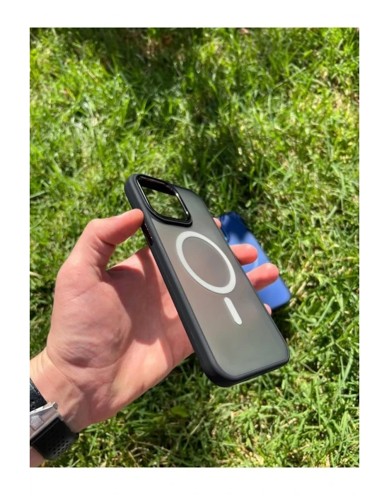 İphone 15 Pro MagSafe Uyumlu Mat Krom Telefon Kılıfı