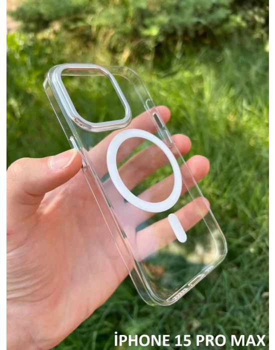 İphone 15 Pro Max Hybrid Magsafe Animasyonlu Sararmaz Kılıf