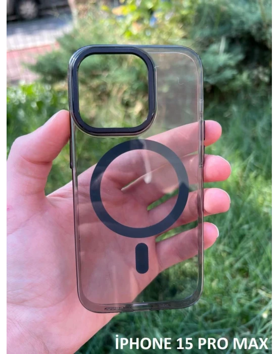 İphone 15 Pro Max Hybrid Magsafe Animasyonlu Sararmaz Kılıf