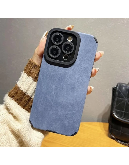 İphone 15 Pro Max İle Uyumlu Premium Suni Suet Kamera Korumalı Kılıf