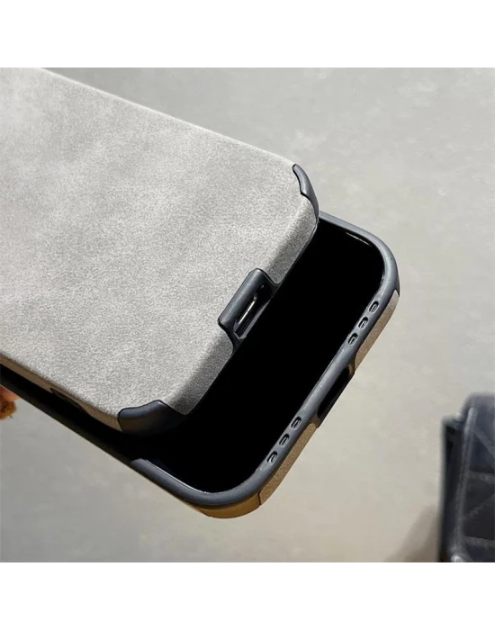 İphone 15 Pro Max İle Uyumlu Premium Suni Suet Kamera Korumalı Kılıf