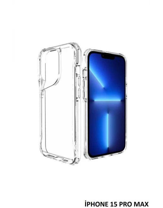 İphone 15 Pro Max Kılıf Kamera Çıkıntılı Şeffaf Darbe Emici Sert Silikon Telefon Kılıfı T-Max