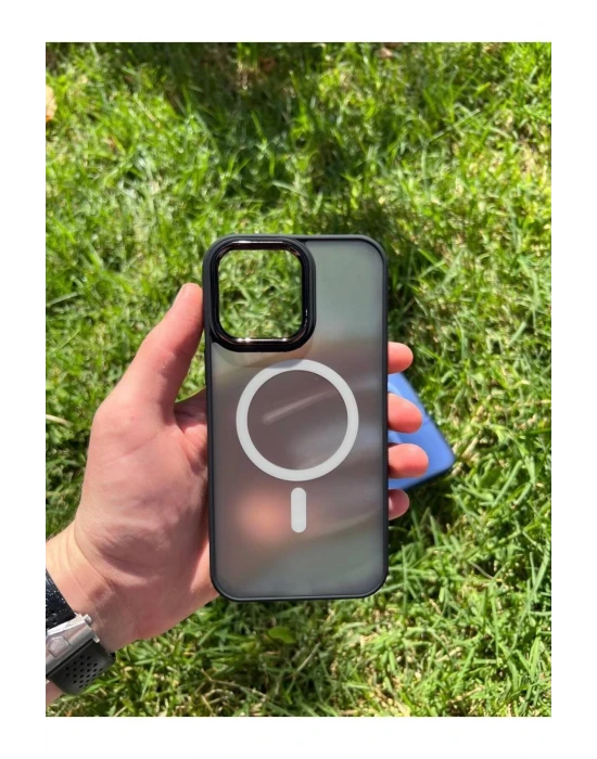 İphone 15 Pro Max MagSafe Uyumlu Mat Krom Telefon Kılıfı