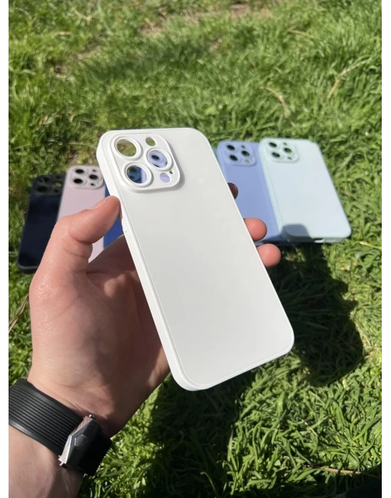İphone 15 Pro Max Uyumlu Parlak Premium Renkli Cam Telefon Kılıfı