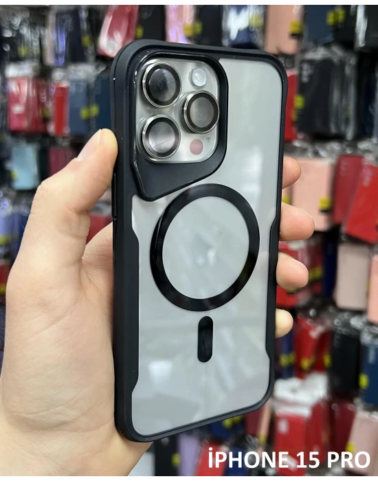 İphone 15 Pro T-Max MagSafe Uyumlu Siyah Silikon Kılıf