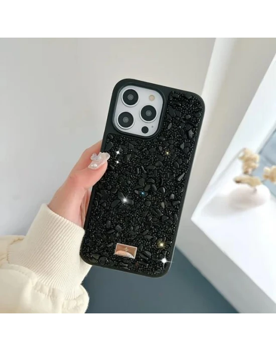 İphone 15 Sw Taşlı Premium Lüx Silikon Cep Telefonu Kılıfı