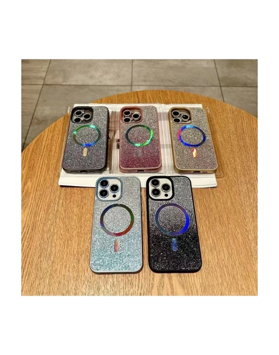 İphone 16 Pro Max Kılıf Diamont MagSafe Hologramlı Telefon Kılıfı