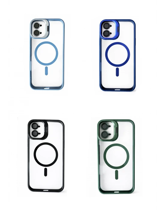 iPhone 16 Uyumlu Kılıf Klon Stantlı + Lens Korumalı MagSafe Telefon Kılıfı