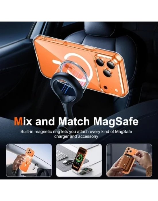 İphone 17 Pro Max Magsafe Sert Şeffaf Telefon Kılıfı