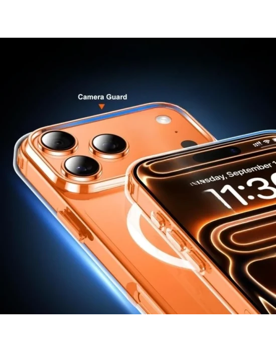 İphone 17 Pro Max Magsafe Sert Şeffaf Telefon Kılıfı