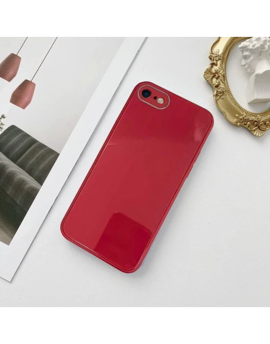 iPhone 7-8 Parlak Cam Kamera Korumalı Telefon Kılıfı