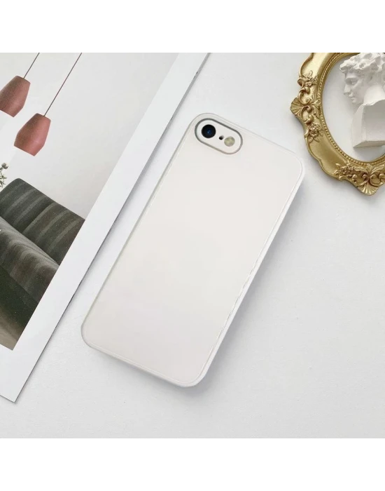 iPhone 7-8 Parlak Cam Kamera Korumalı Telefon Kılıfı