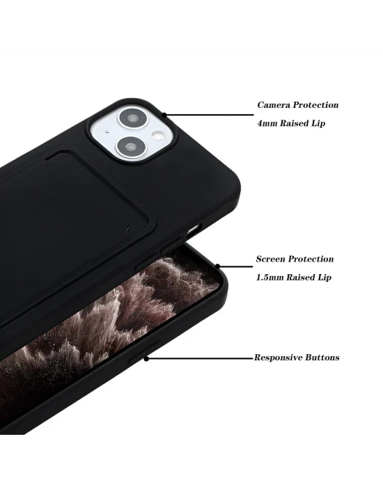 iPhone Kartlıklı Silikon Kamera Korumalı Kılıf
