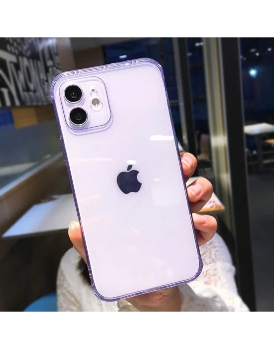 İphone Renkli Şeffaf Silikon 2.0mm Kamera Korumalı Telefon Kılıfı