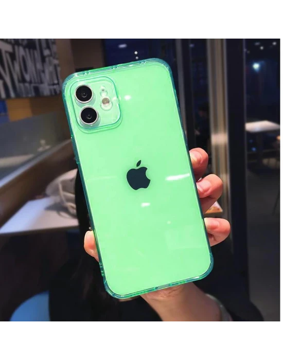 İphone Renkli Şeffaf Silikon 2.0mm Kamera Korumalı Telefon Kılıfı