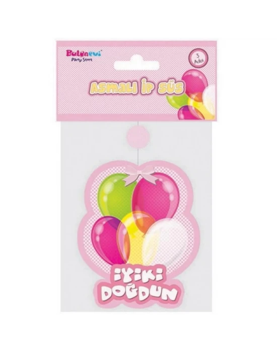 İyi Ki Doğdun Asmalı İp Süs Pembe