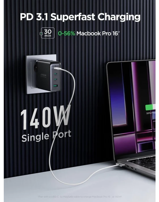 Joyroom 140W Pd 4 Port Şarj Adaptörü + 240w Kablo