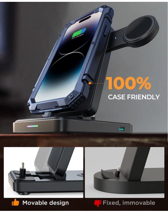 Joyroom 4 in 1 Katlanabilir Şarj İstasyonu Lightning