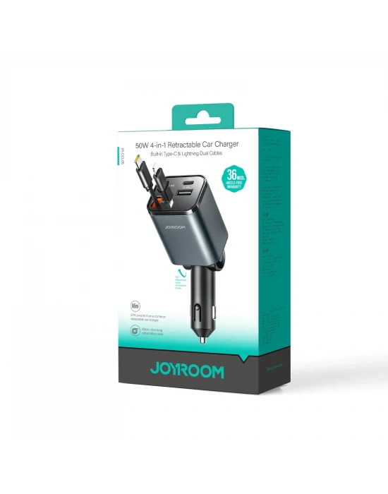 Joyroom 50W 4 Port pd+Usb+Çekmeli Araç Şarj Çakmaklık