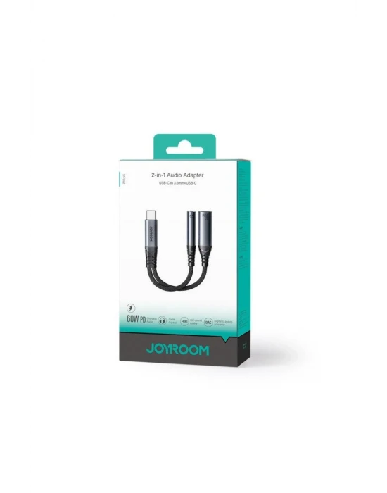Joyroom Audio Adaptör 2İN1 (Type-C to 3.5mm+Type-C)-Siyah