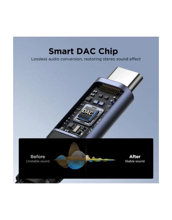Joyroom Audio Adaptör 2İN1 (Type-C to 3.5mm+Type-C)-Siyah