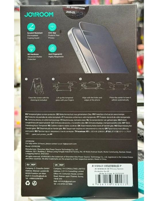 Joyroom İphone 15 Pro Max 3D Hayalet Gorilla Cam Ekran Koruyucu