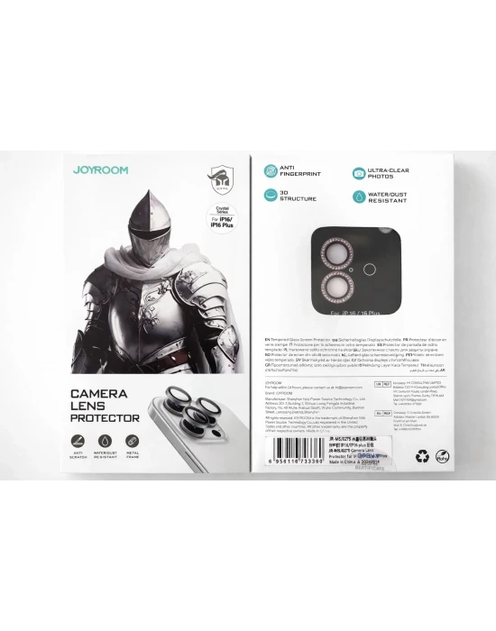 Joyroom İphone 16/16 Plus ile Uyumlu Taşlı Kamera Premium Lens Koruyucu