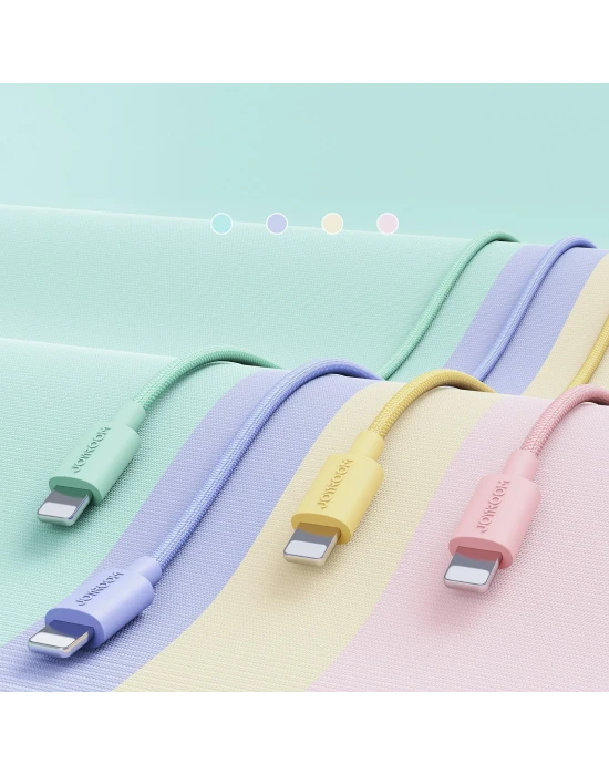 Joyroom İphone USB Renkli Yanmaz Silikon Data Şarj Kablosu