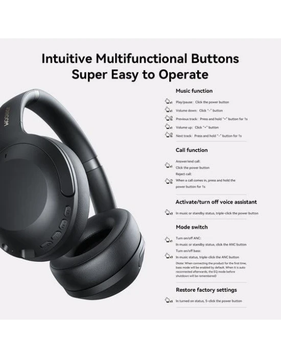 Joyroom JH2 Hybrid ANC Wireless Kafaüstü Kulaklık