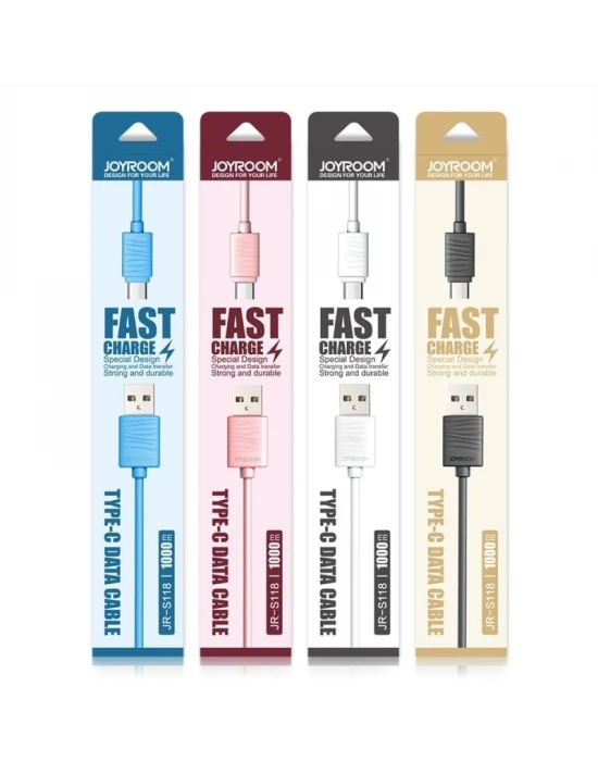 Joyroom JR-S118 Type-C USB Hızlı Şarj ve Data Kablosu 1m Pembe