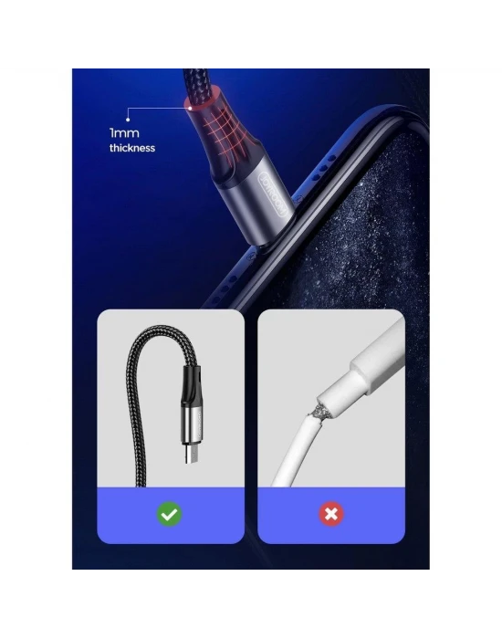Joyroom S-0230N1 0.2m 3A USB -Mikro Data Sync Şarj Kablosu Siyah