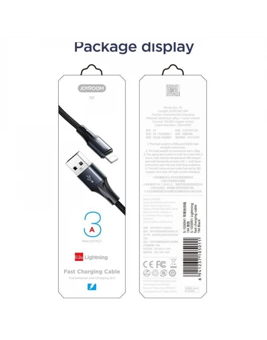 Joyroom S-0230N1 0.2m 3A USB -Type-C Data Sync Şarj Kablosu Kırmızı