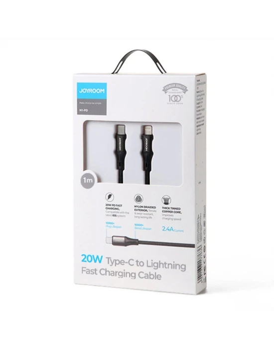 Joyroom S-1024N1 PD Hızlı Şarj ve Data Kablosu Type-C to Lightning 20W 1M