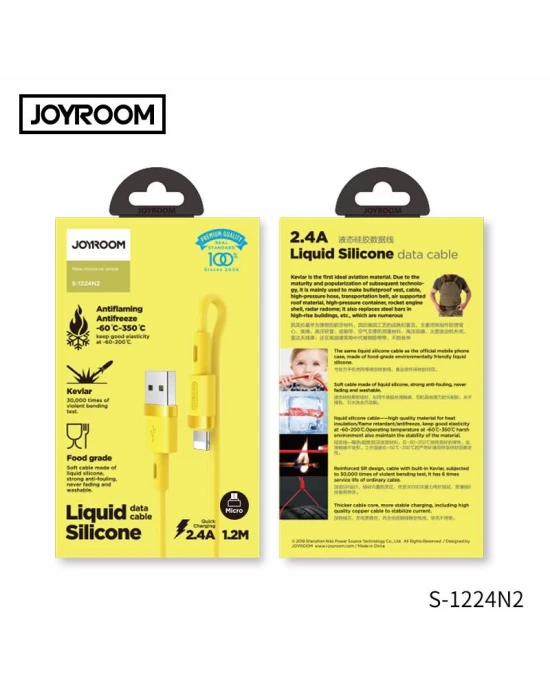 Joyroom S-1224N2 1.2M 2.4A USB-Mikro Silikon Data ve Şarj Kablosu Sarı
